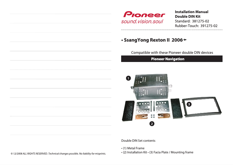 Page 1 de la notice Manuel utilisateur Pioneer 381275-02