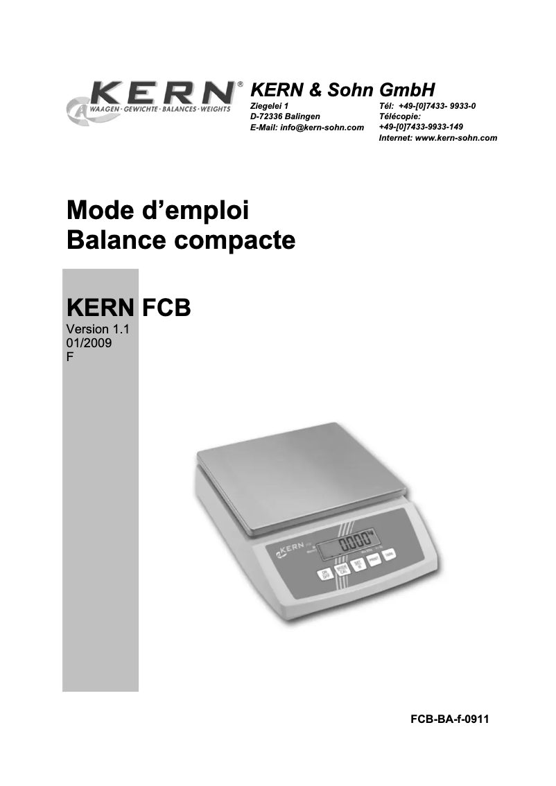 Page 1 de la notice Manuel utilisateur Kern FCB 24K2