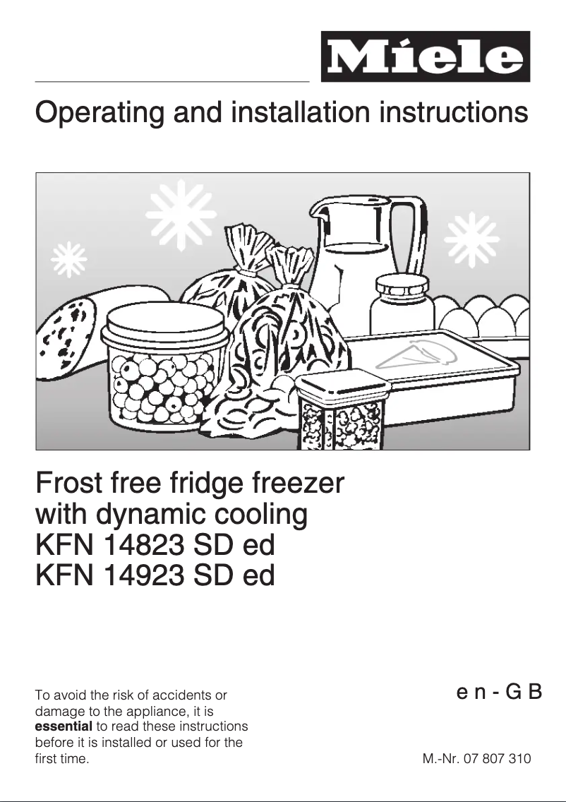 Page 1 de la notice Manuel utilisateur Miele KFN 14823 SDed
