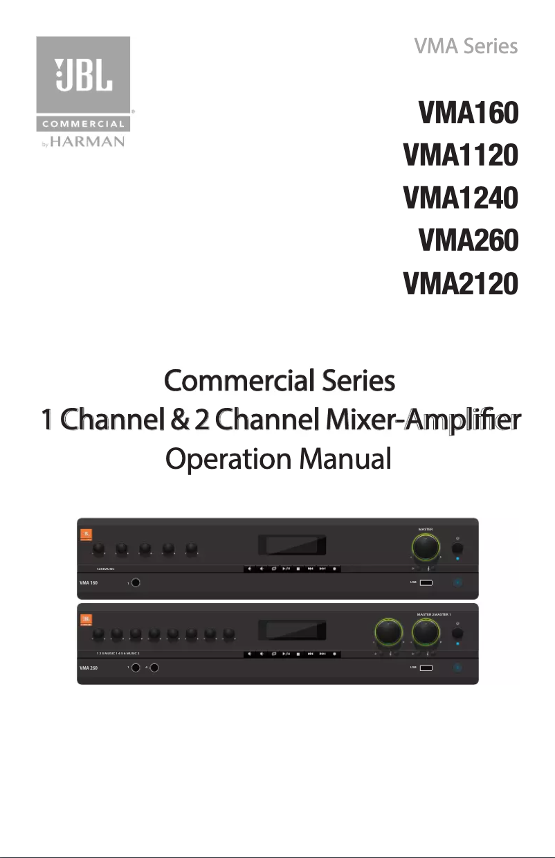 Page 1 de la notice Manuel utilisateur JBL VMA 260