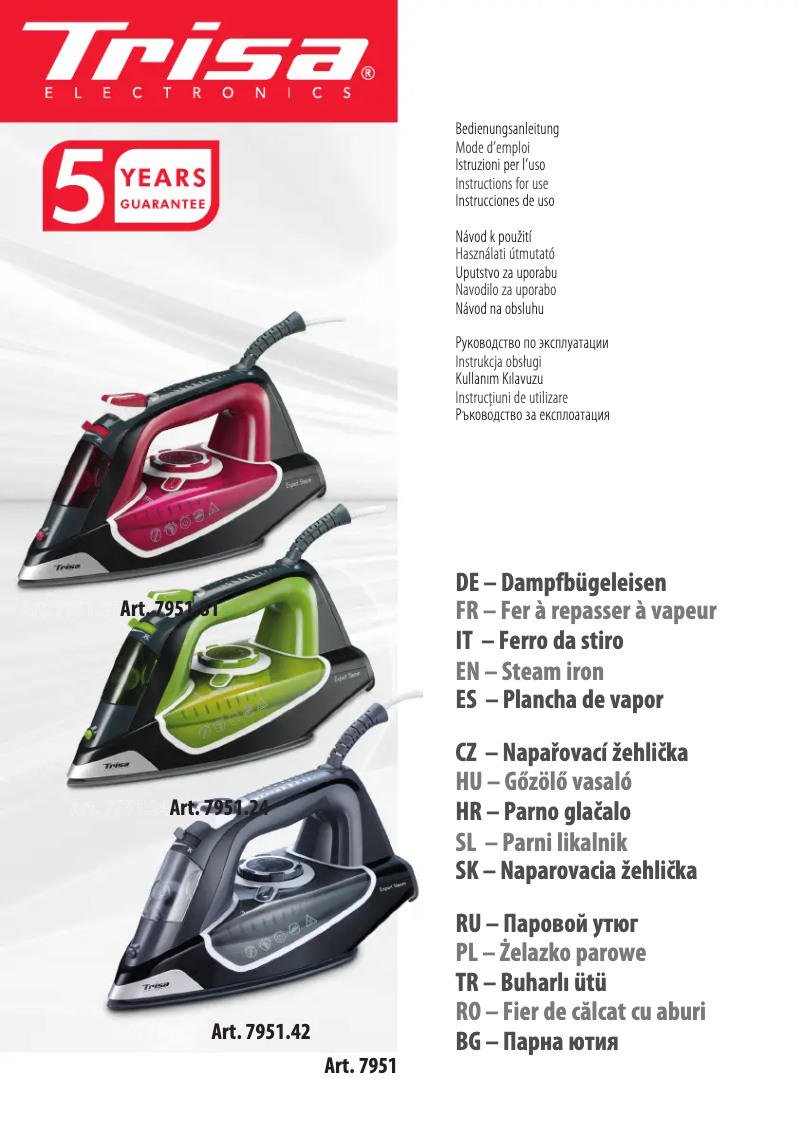 Page 1 de la notice Manuel utilisateur Trisa Expert Steam i5124
