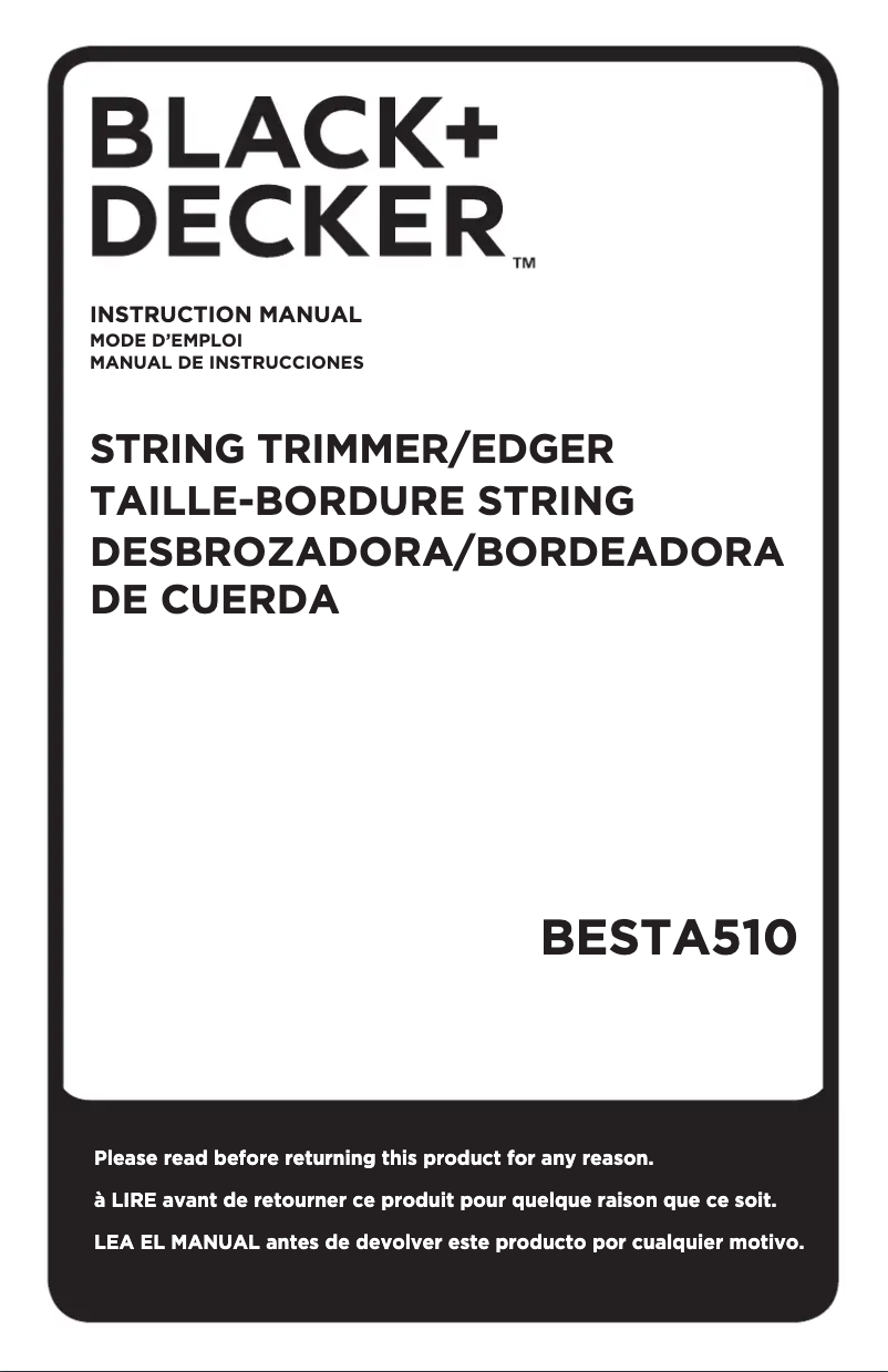 Page n°1 - Manuel utilisateur Black & Decker BESTA510