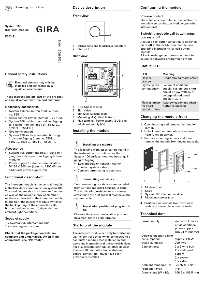 Image de la première page du manuel de l'appareil System 106