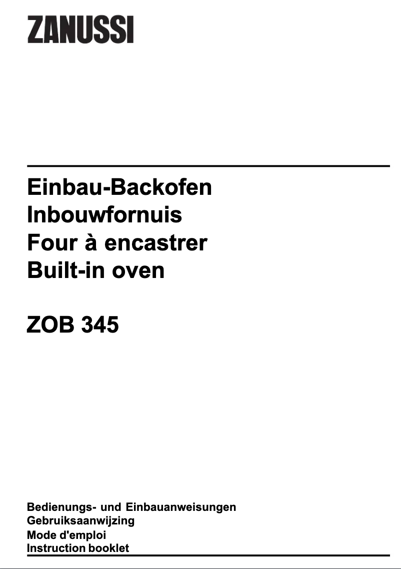 Image de la première page du manuel de l'appareil ZOB345W