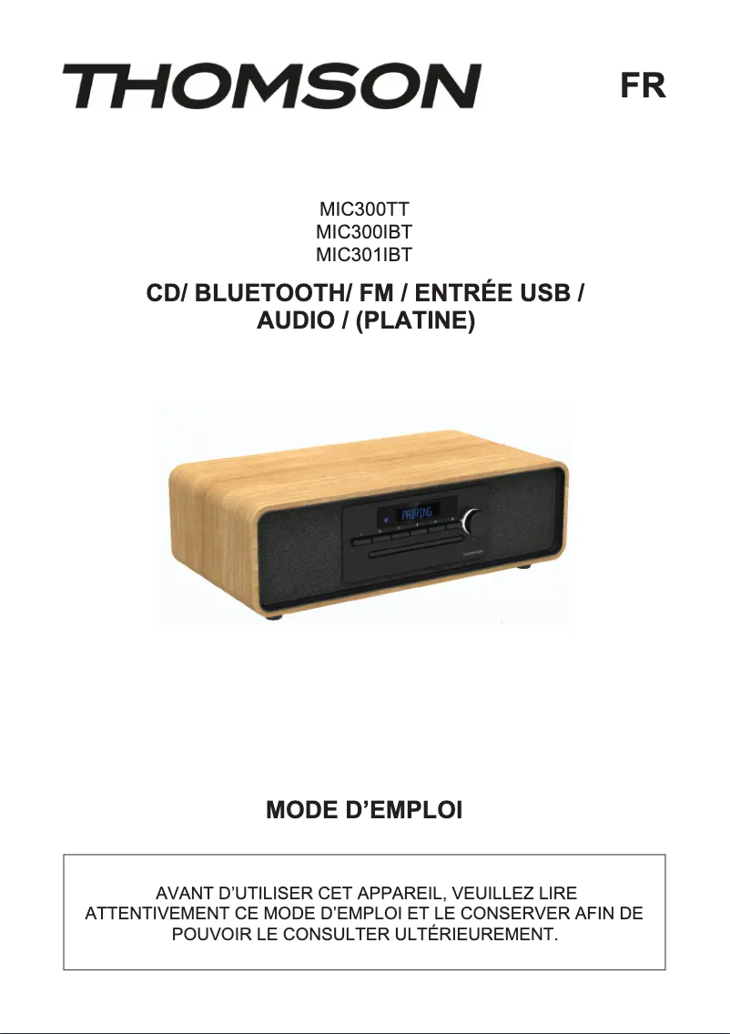 Page n°1 - Manuel utilisateur Thomson MIC300TT