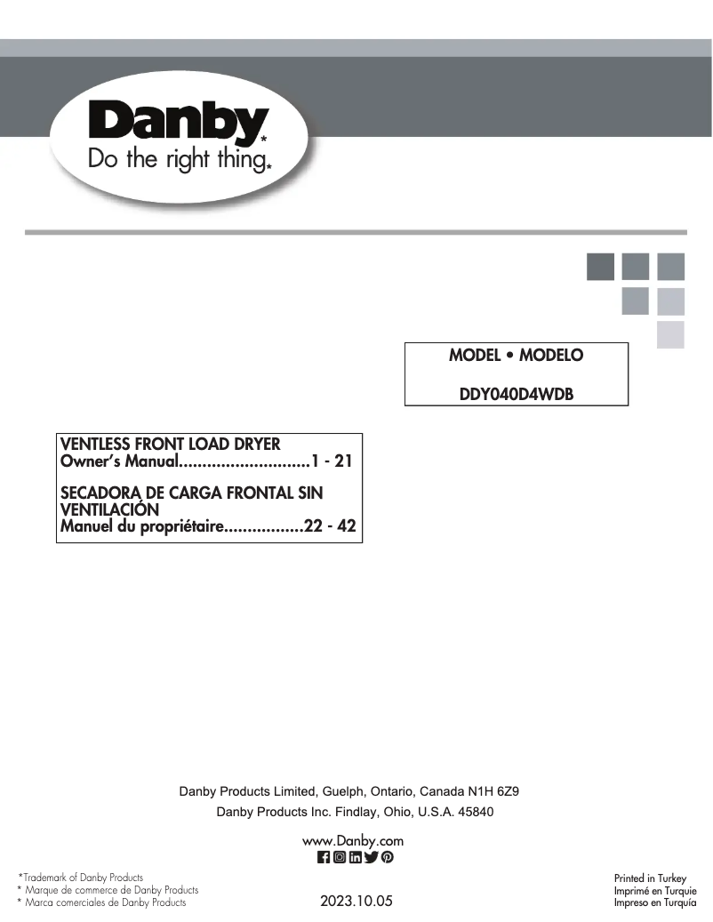 Page 1 de la notice Manuel utilisateur Danby DDY040D4WDB