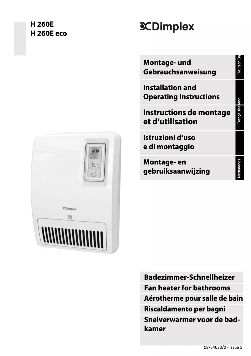 Page 1 de la notice Manuel utilisateur Dimplex H 260E