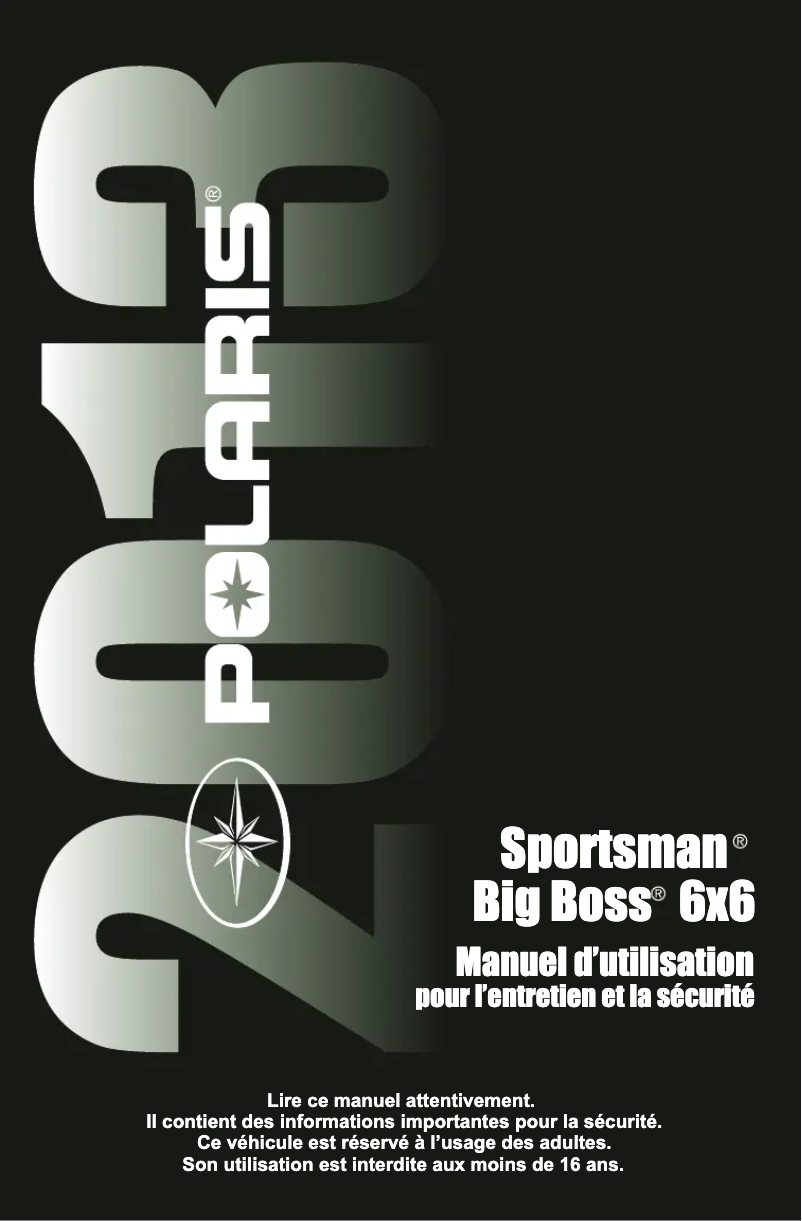Image de la première page du manuel de l'appareil Sportsman Big Boss 6x6 (2013)
