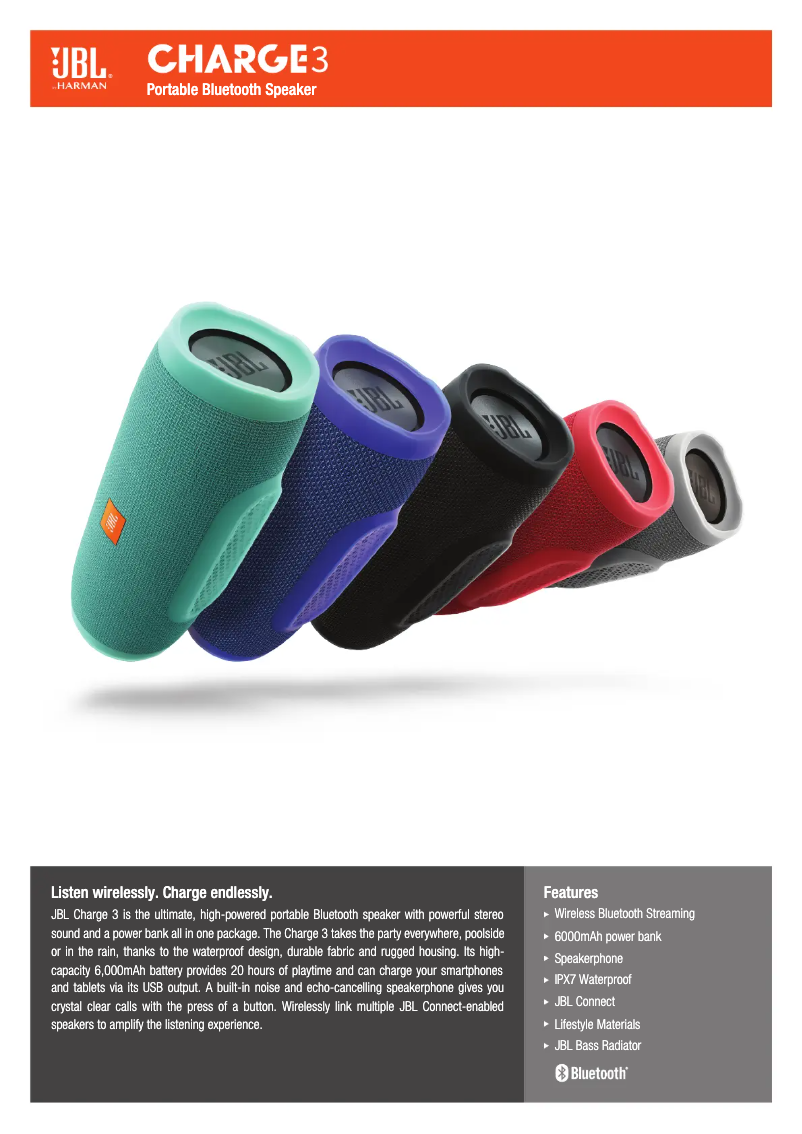 Página 1 del manual Ficha técnica JBL Charge 3