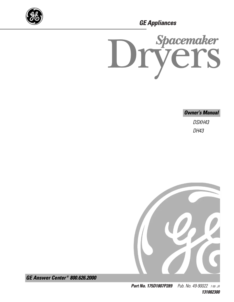 Imagen de la primera página del manual del dispositivo DSXH43GVWW