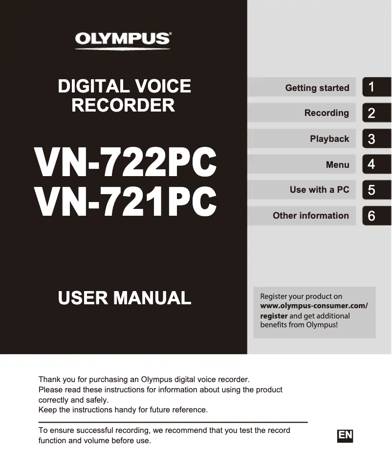 Page n°1 - Manuel utilisateur Olympus VN-722PC