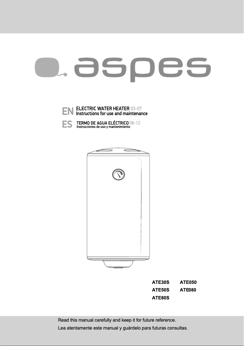 Page n°1 - Manuel utilisateur Aspes ATE080