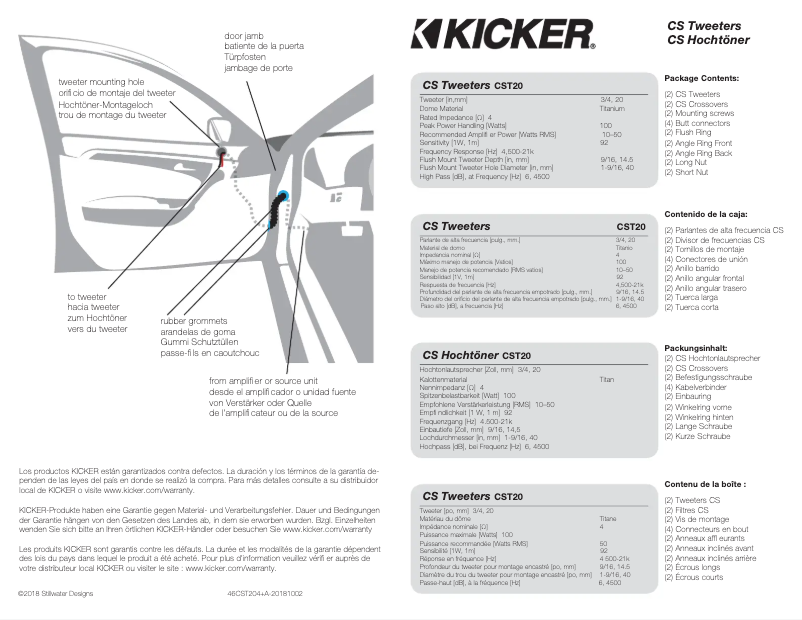 Page 1 de la notice Manuel utilisateur Kicker 46CST204