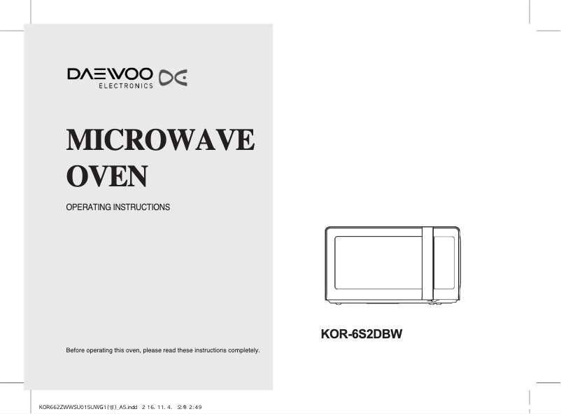 Page 1 de la notice Manuel utilisateur Daewoo KOR-6S2DBW
