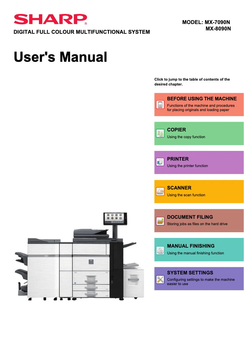 Page n°1 - Manuel utilisateur Sharp MX-7090N