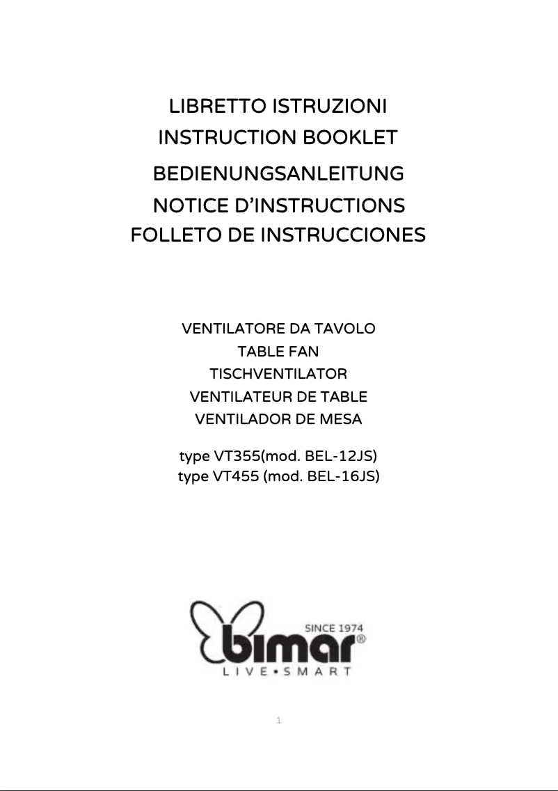 Page n°1 - Manuel utilisateur Bimar VT455