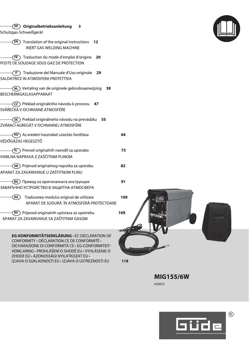 Image de la première page du manuel de l'appareil MIG 155/6W