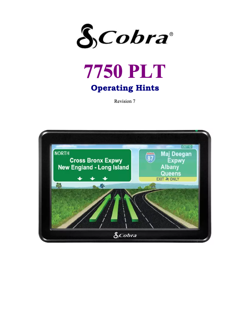 Página 1 del manual Manual de usuario Cobra 7750 Platinium