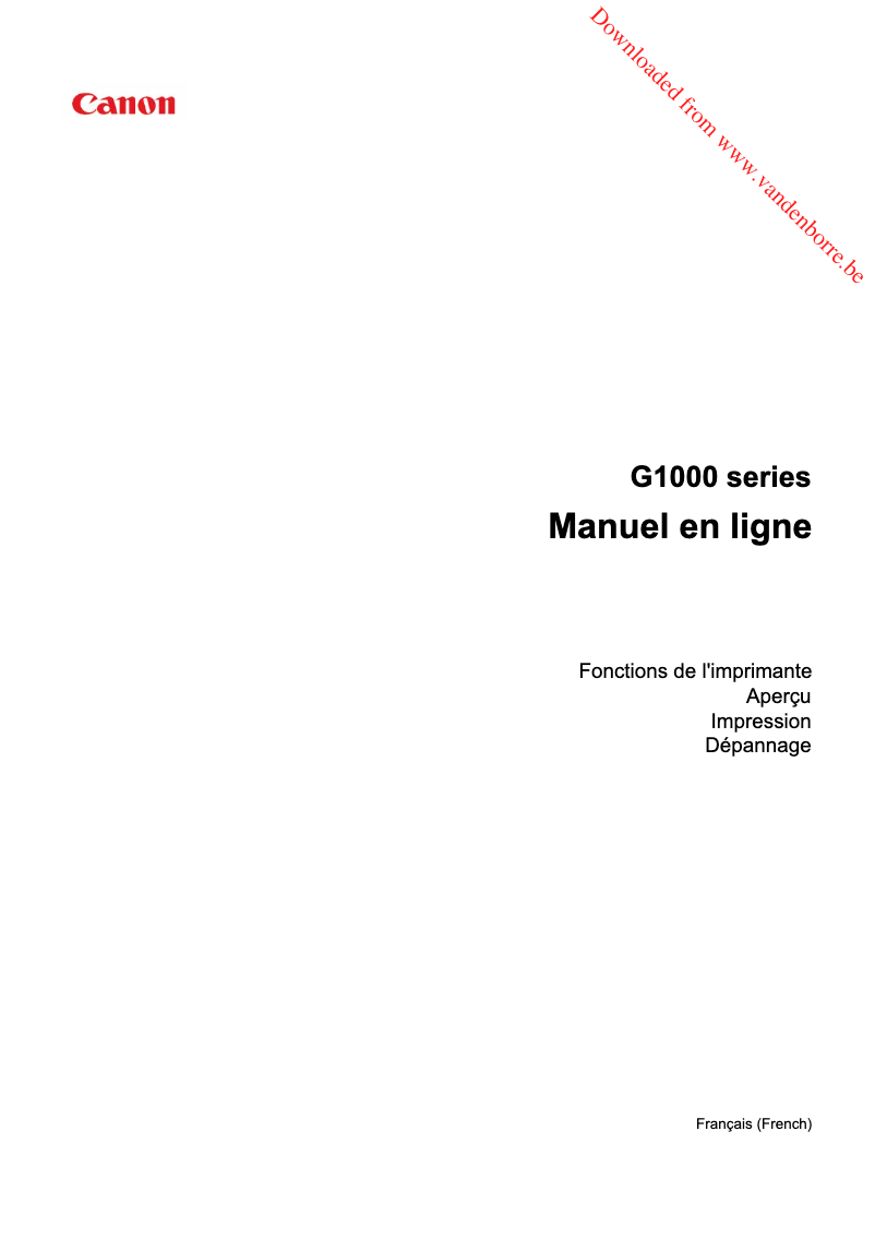 Page n°1 - Manuel utilisateur Canon Pixma G1501