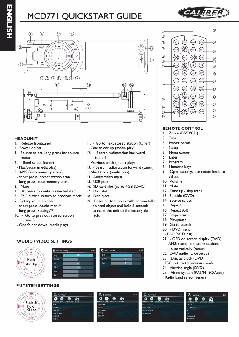 Página 1 del manual Manual de usuario Caliber MCD 771