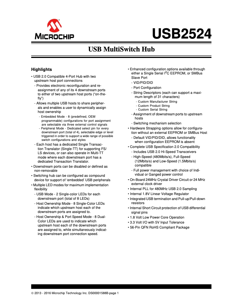 Imagen de la primera página del manual del dispositivo USB2524