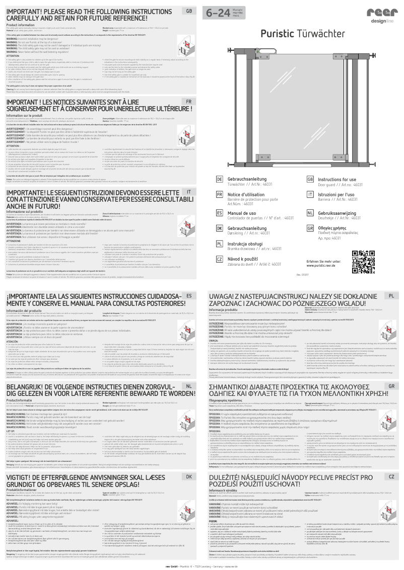 Page n°1 - Manuel utilisateur Reer DesignLine 46031