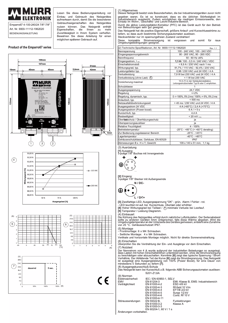 Page 1 de la notice Manuel utilisateur Murr Elektronik Emparro67