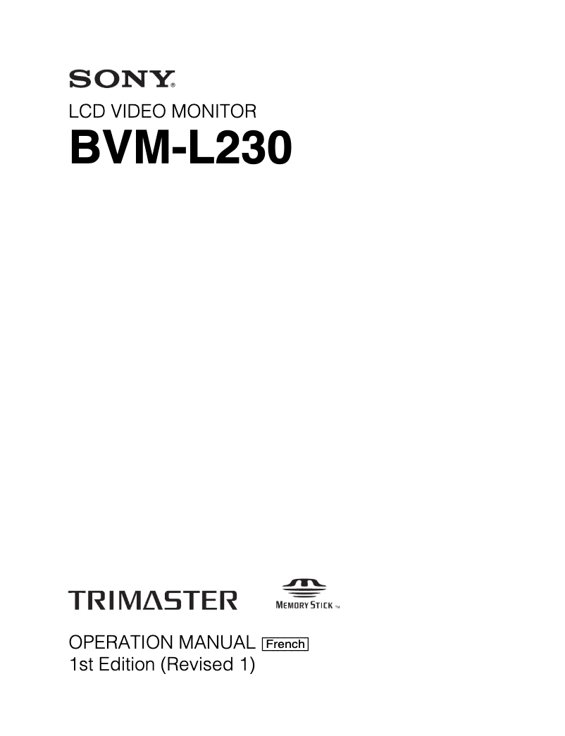 Image de la première page du manuel de l'appareil BVM-L230