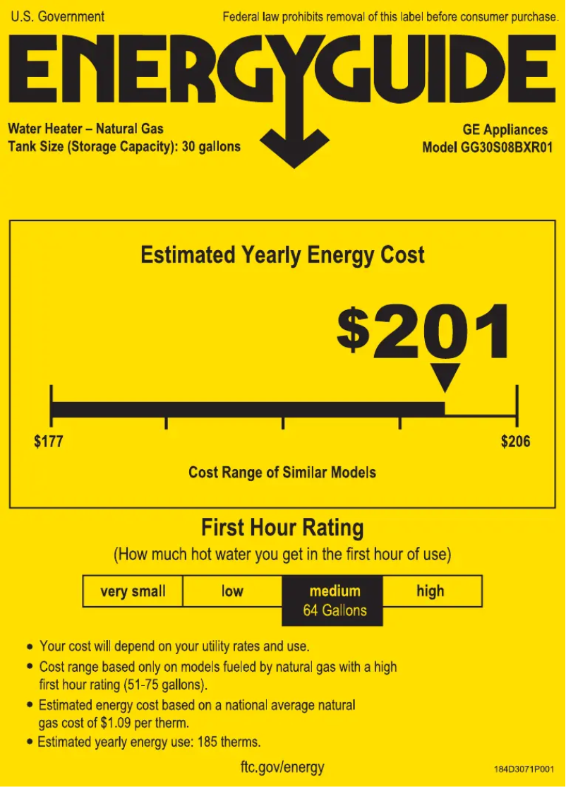 Página 1 del manual Etiqueta energética GE GG30S08BXR