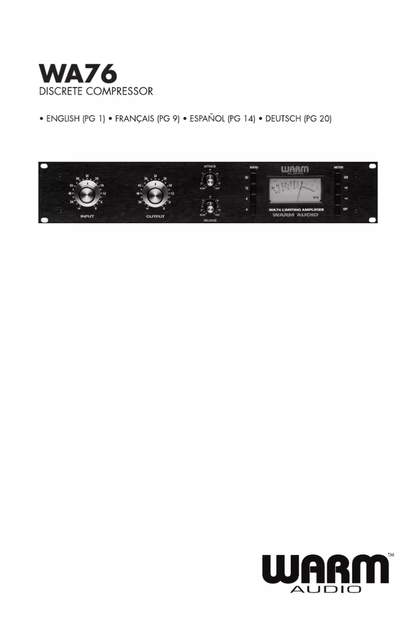 Page n°1 - Manuel utilisateur Warm Audio WA76