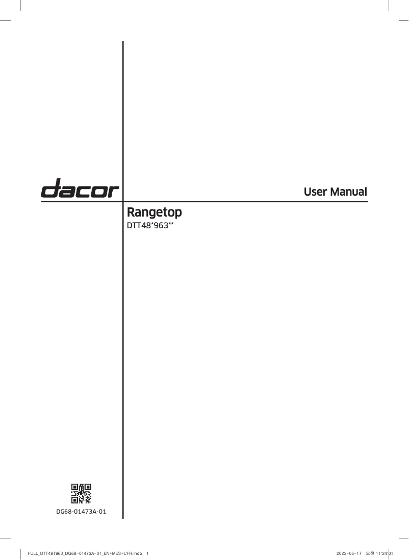 Page n°1 - Manuel utilisateur Dacor DTT48T963GS