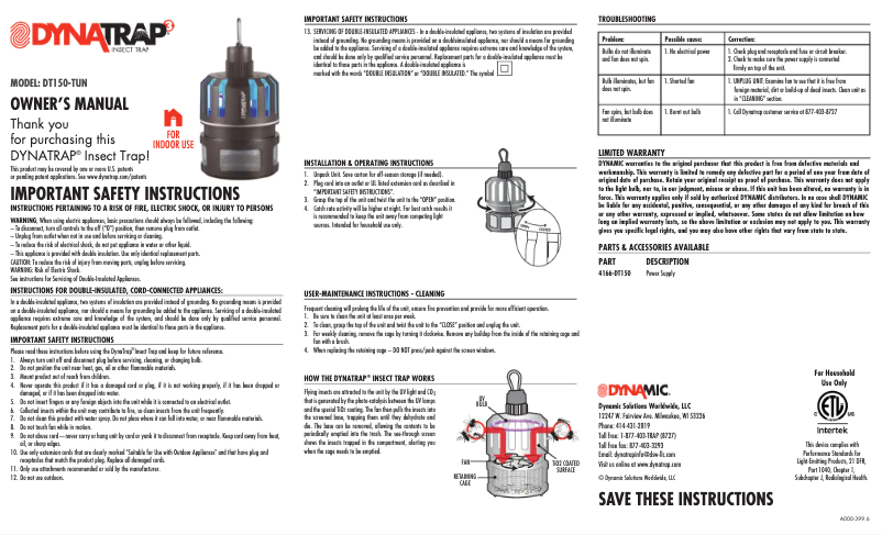Image de la première page du manuel de l'appareil DT150-TUN