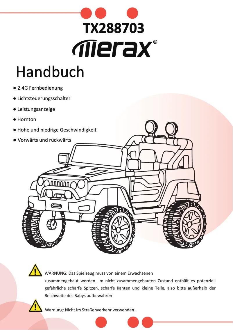 Page n°1 - Manuel utilisateur Merax TX295531
