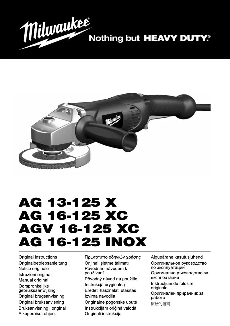 Page n°1 - Manuel utilisateur Milwaukee AG 16-125 INOX