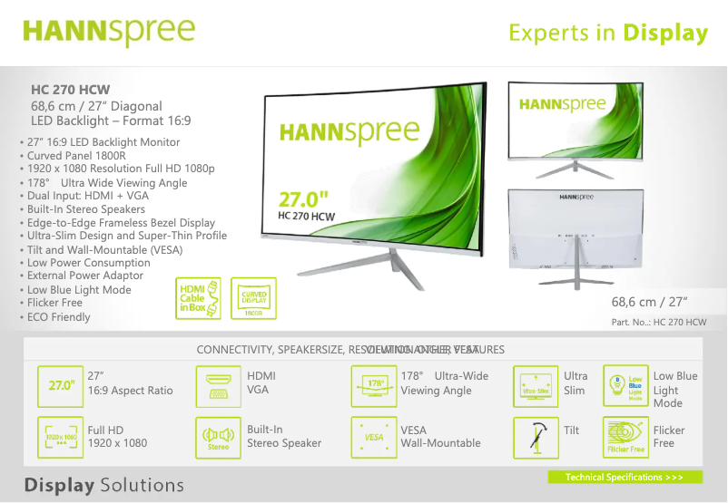 Page n°1 - Label énergétique Hannspree HC 270 HCW