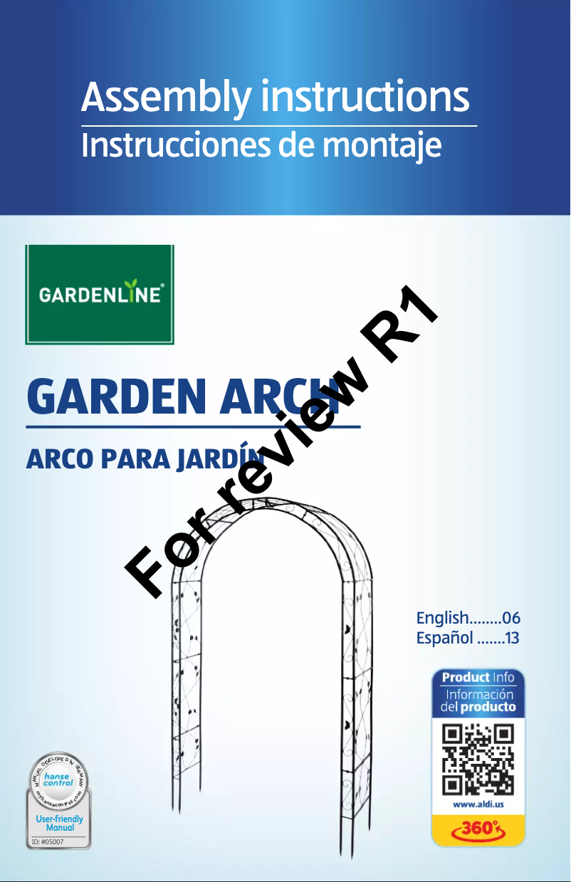Page n°1 - Manuel utilisateur Gardenline Garden Arch 94137