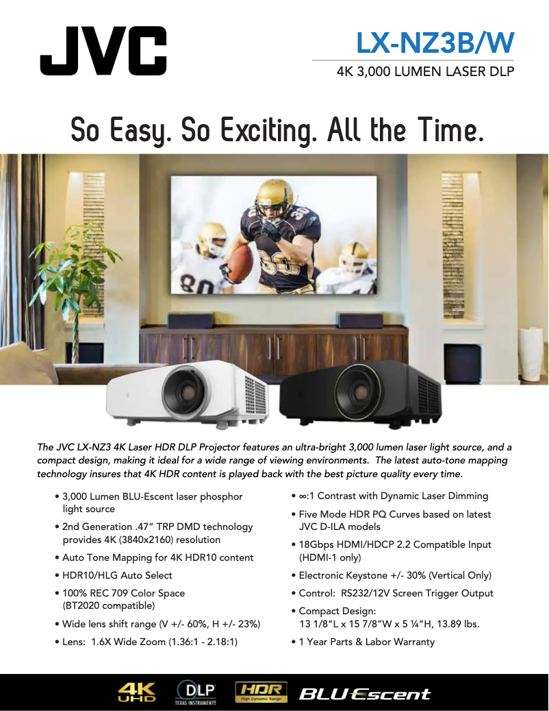 Page 1 de la notice Brochure JVC LX-NZ3W