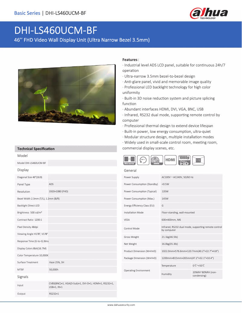 Page n°1 - Fiche technique Dahua Technology LS460UCM-BF