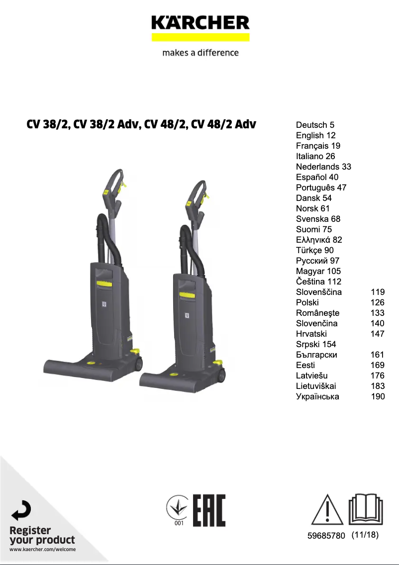 Image de la première page du manuel de l'appareil CV 38/2 Adv