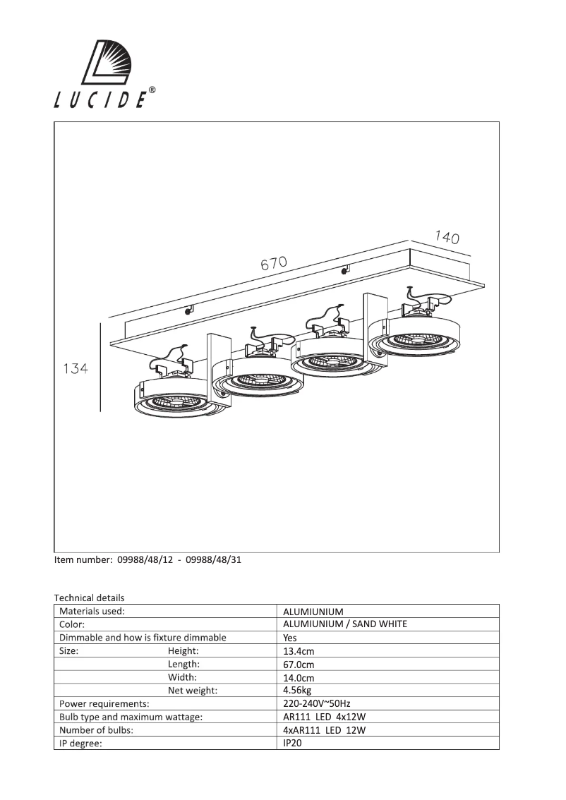 Page 1 de la notice Manuel utilisateur Lucide Spectrum 09988/48/12