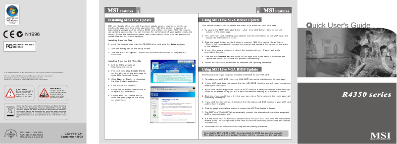 Page n°1 - Manuel utilisateur MSI Radeon HD 4350