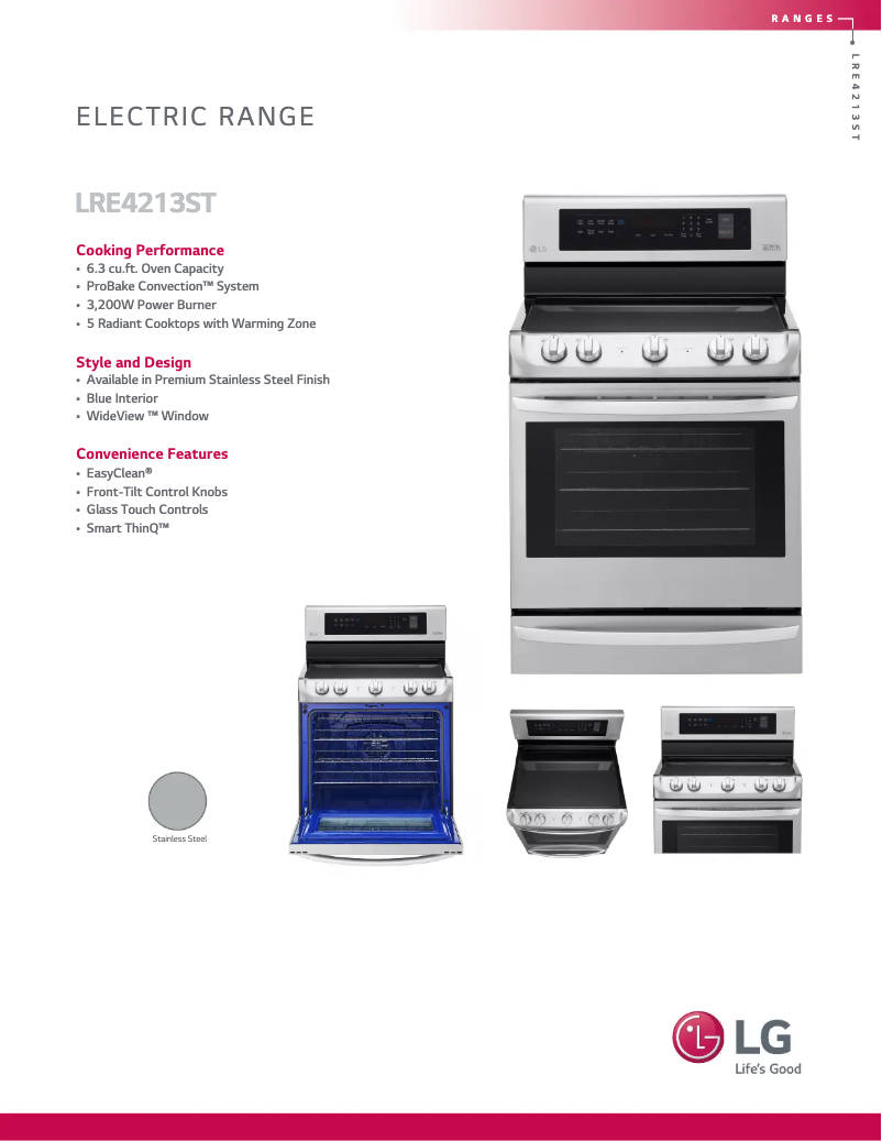 Page 1 de la notice Fiche technique LG LRE4213ST