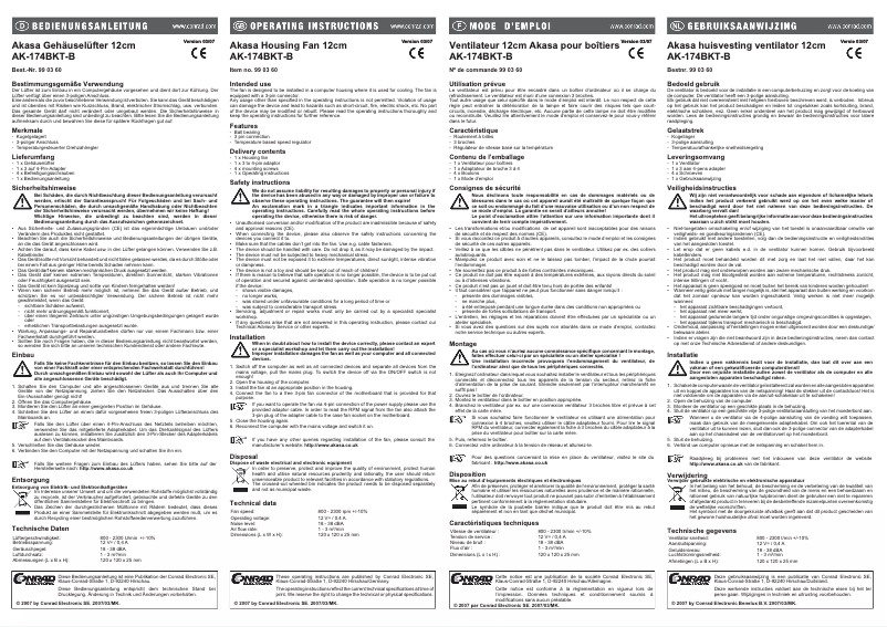 Page 1 of the manual User Manual Akasa AK-174BKT-B