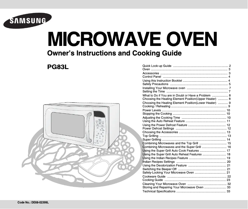 Page 1 de la notice Manuel utilisateur Samsung PG83L