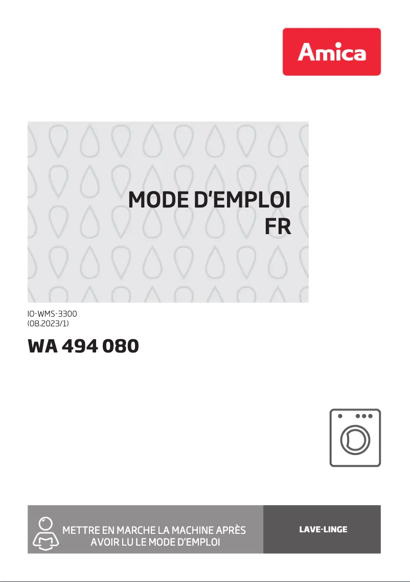 Page n°1 - Manuel utilisateur Amica WA 494 080