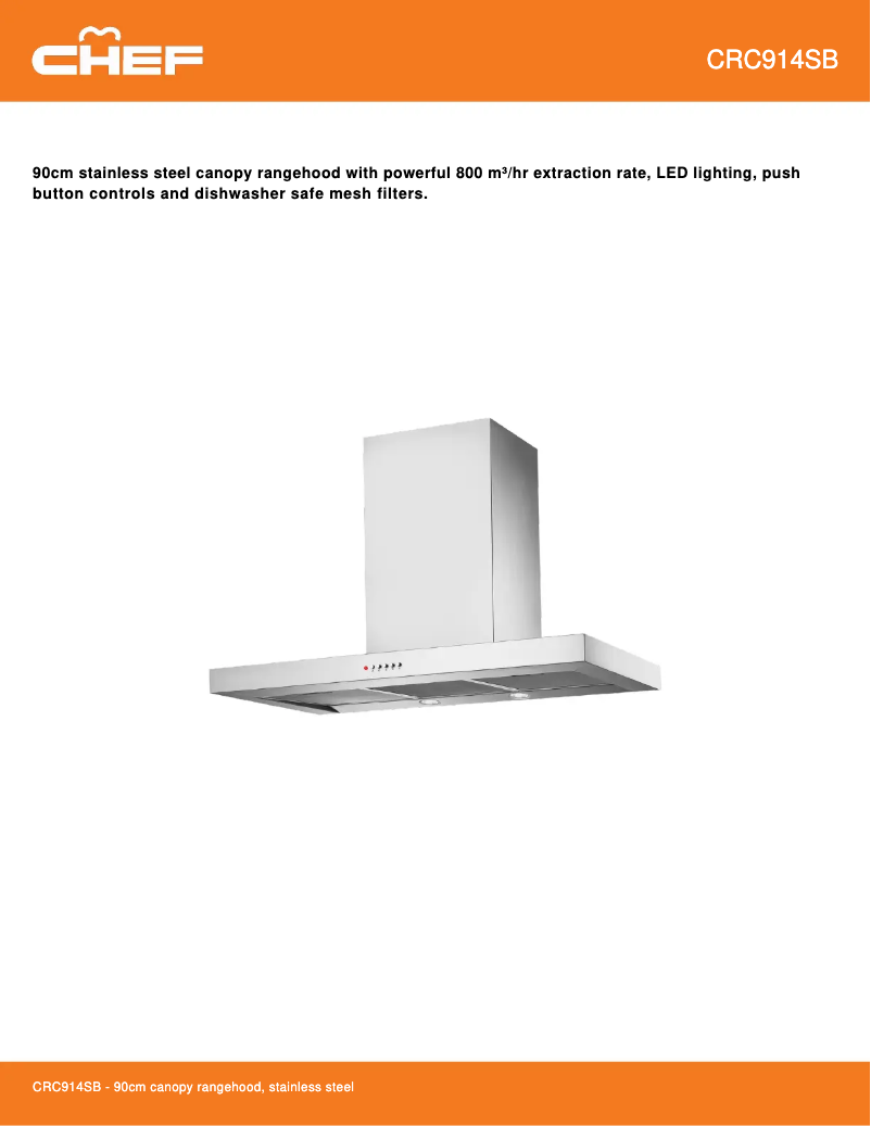 Page 1 de la notice Fiche technique Chef CRC914SB