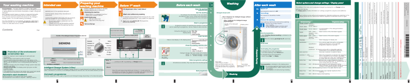 Page 1 de la notice Manuel d'utilisation et d'entretien Siemens WM16S890EU