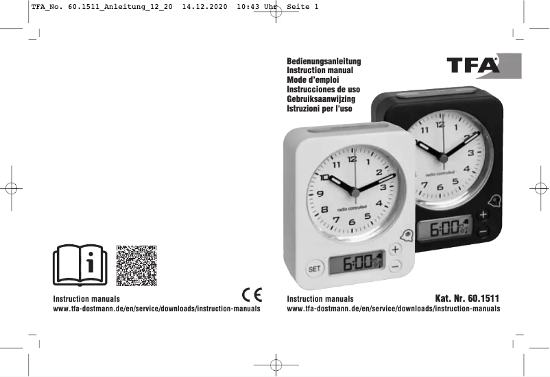Page 1 de la notice Manuel utilisateur TFA Combo 60.1511.01.05