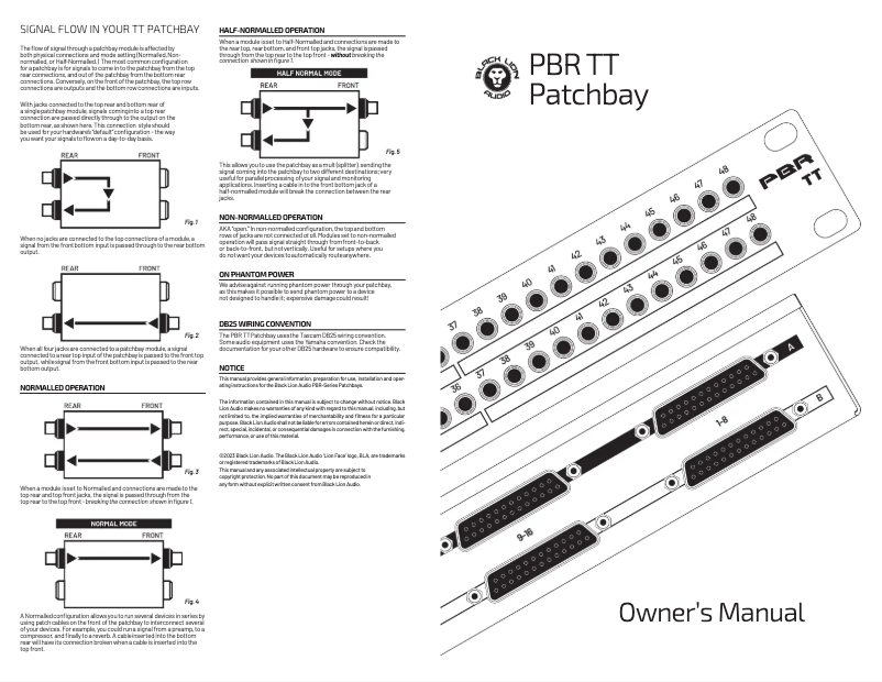 Page 1 de la notice Manuel utilisateur Black Lion Audio PBR TT