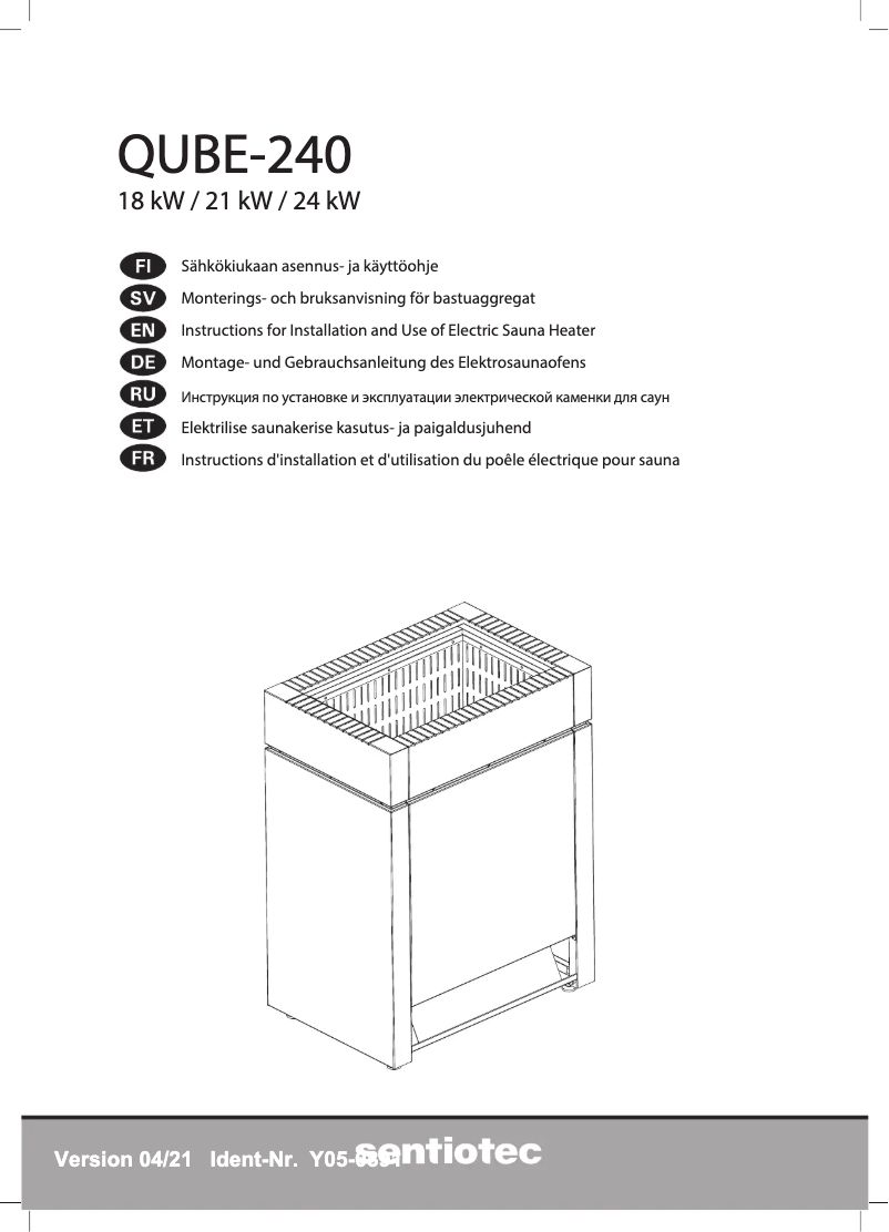 Page 1 de la notice Manuel utilisateur Harvia QUBE-240
